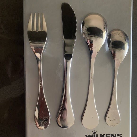 WILKENS Max & Moritz 4pc flatware set KINDERBESTECK EDELSTAHL 18/8 fork spoons - Picture 13 of 16